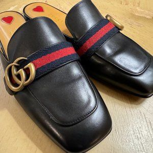 Gucci Princetown Mule Loafer Womens Size 7.5 EU 38.5 Black Leather slipper